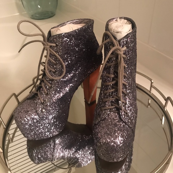 Jeffrey Campbell Lita Booties (Pewter Glitter) - Picture 1 of 6